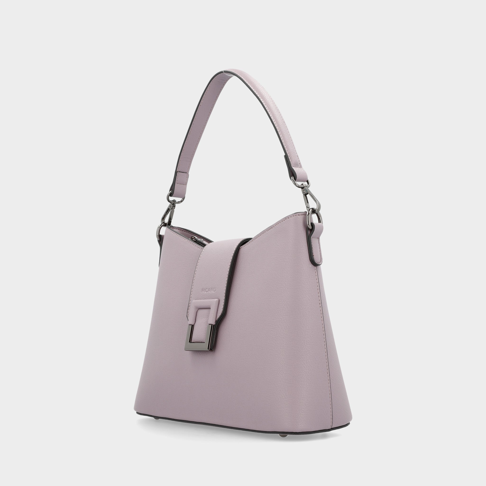 Schultertasche 3277 aus einem geprägten und recycelten Polyester in Seitenansicht.